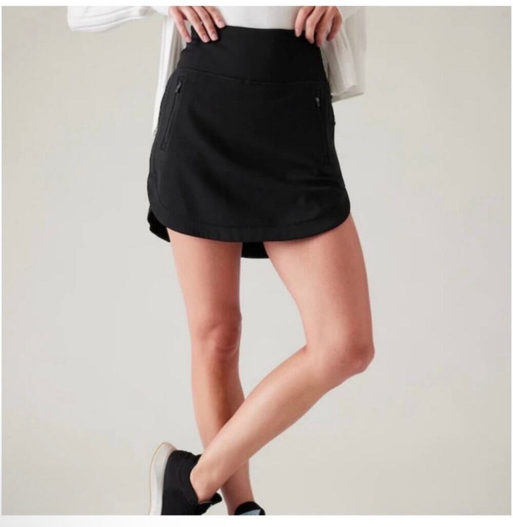 Athleta Skort Womens XS Black Fairway Golf 16" Athletic Walk Pull On Stretch